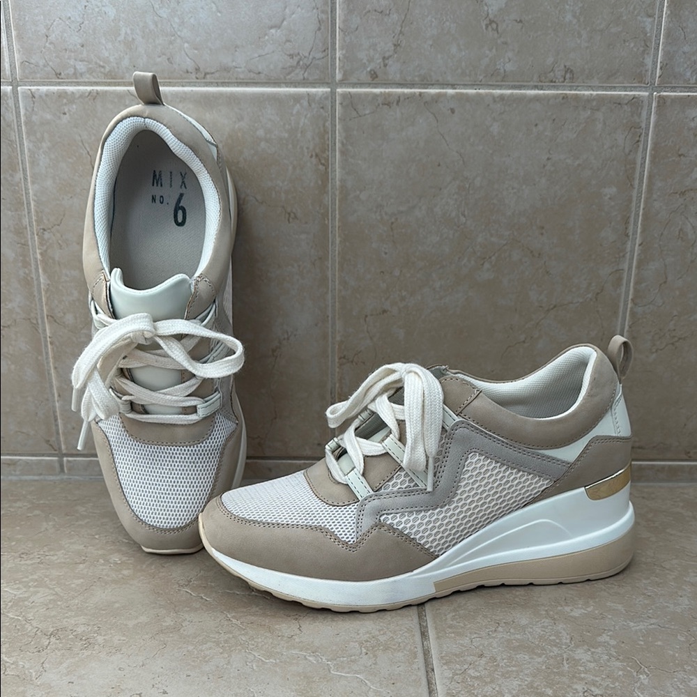 Mix No. 6 Women's Cream and Tan Sneakers (8)